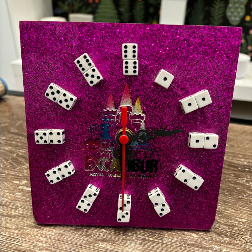 Pink Glitter Excalibur Las Vegas Clock